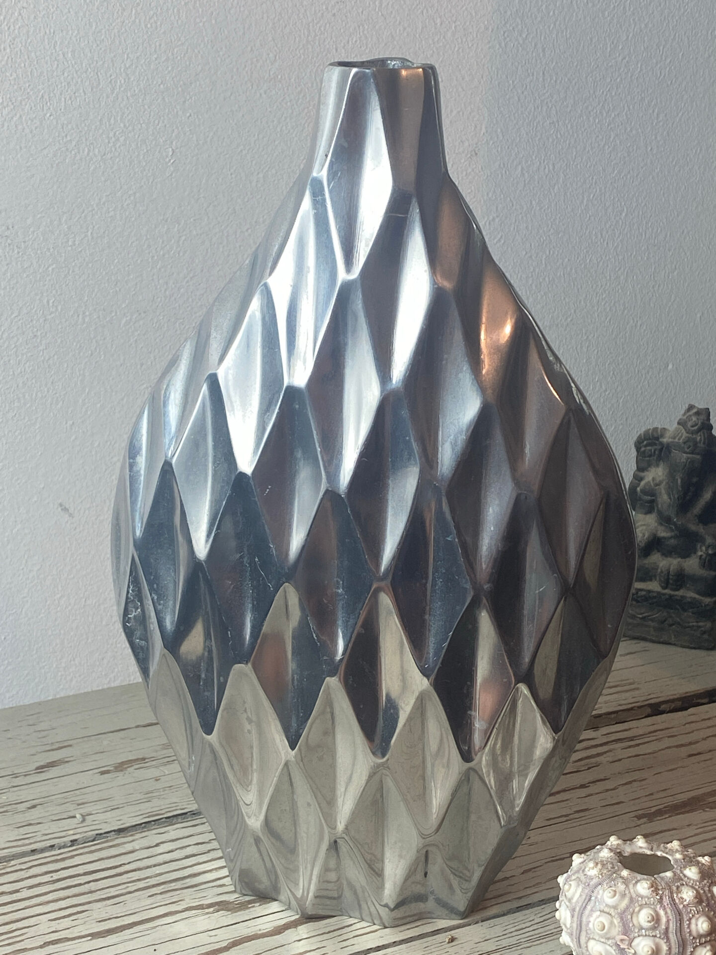 Brushed aluminium vase