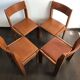Set of 4 elm chairs and leather, 80s