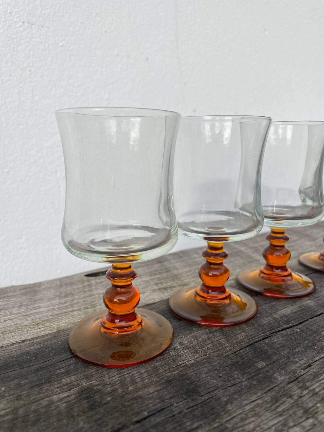 Amber stemmed glasses