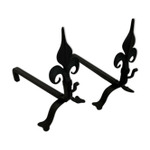 Pair of beaten iron chenets " fleur-de-lis "