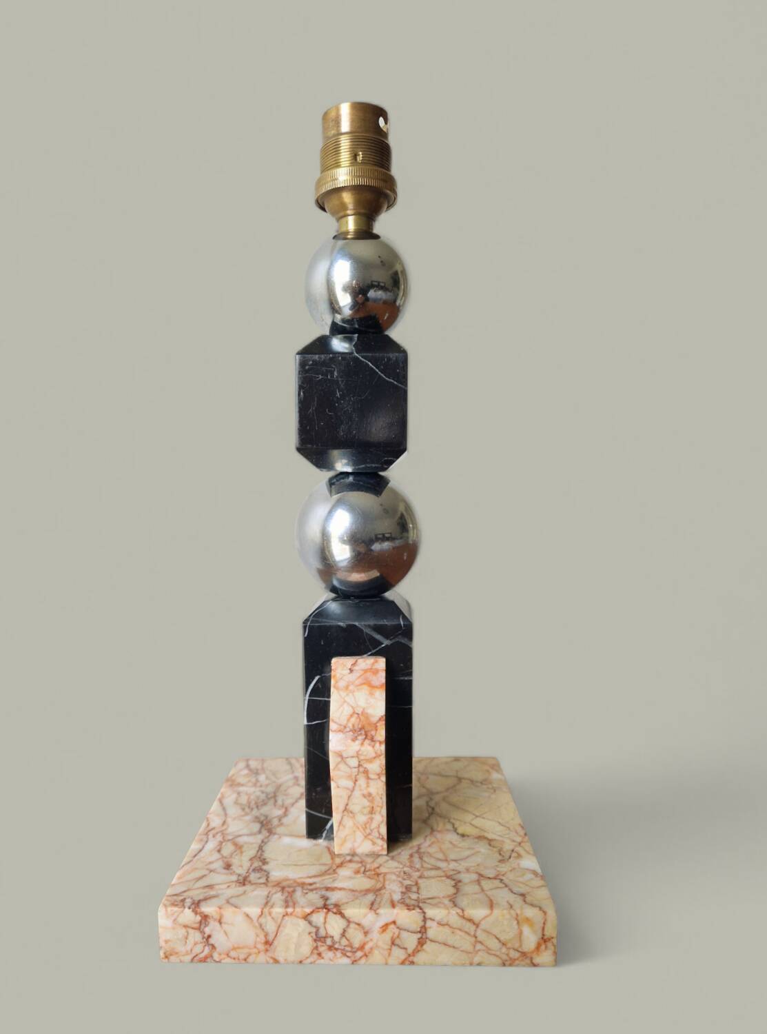 Sculptural lamp in marble and chrome - Modernist Art Deco style