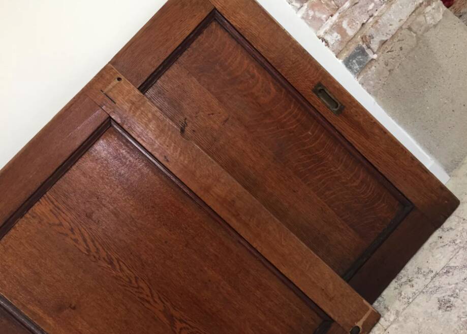 Pair of vintage oak sliding doors