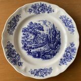6 grandes assiettes plates anciennes en faïence de Saint-Amand (Nord)
