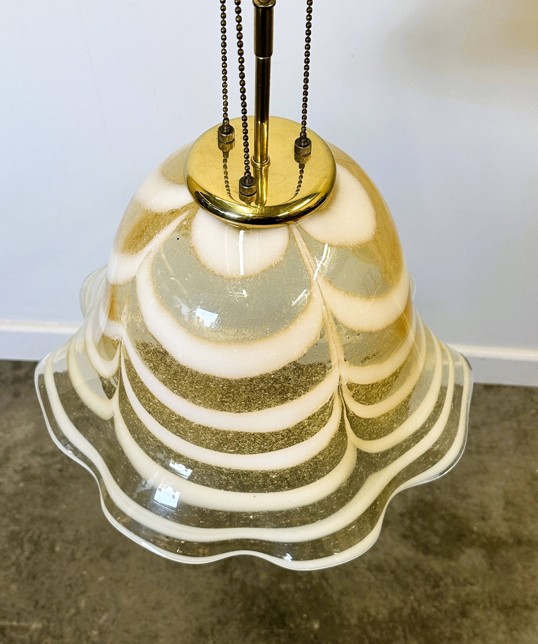 Original Venetian Murano Striped Art Glass Pendant Lamp Fazzoletto, Italy,