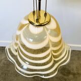 Original Venetian Murano Striped Art Glass Pendant Lamp Fazzoletto, Italy,