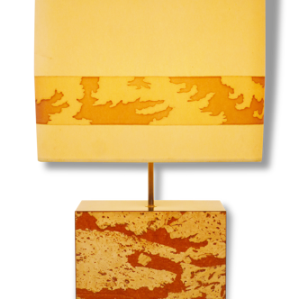 Chic & importante lampe d'ambiance pied en liège et mélaminé 1970 vintage seventies 70's cork lamp