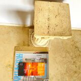 Pair of columns, corinthian style capitals in travertine, italy 1940s
