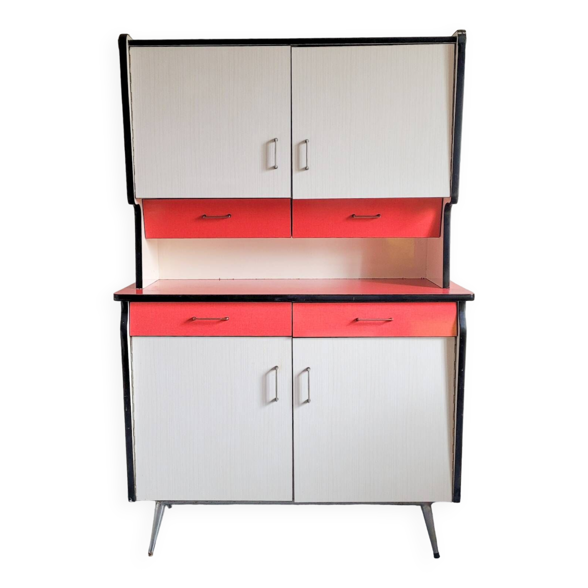 Vintage red and white formica sideboard