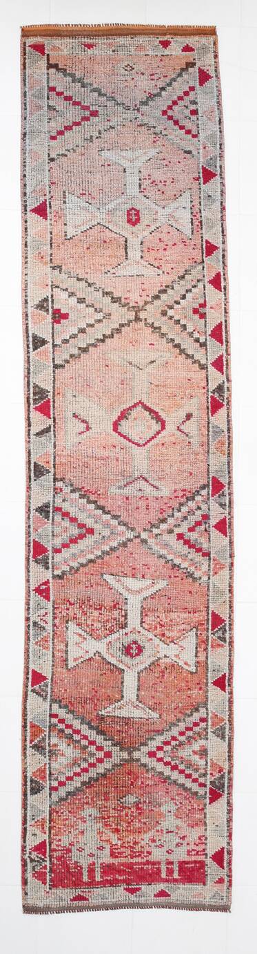 3x12  Red Brown Vintage Runner Rug, 86x369Cm SK 22862