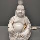 Seated Buddha lamp base ~ glazed and gold white ceramic ~ 80s