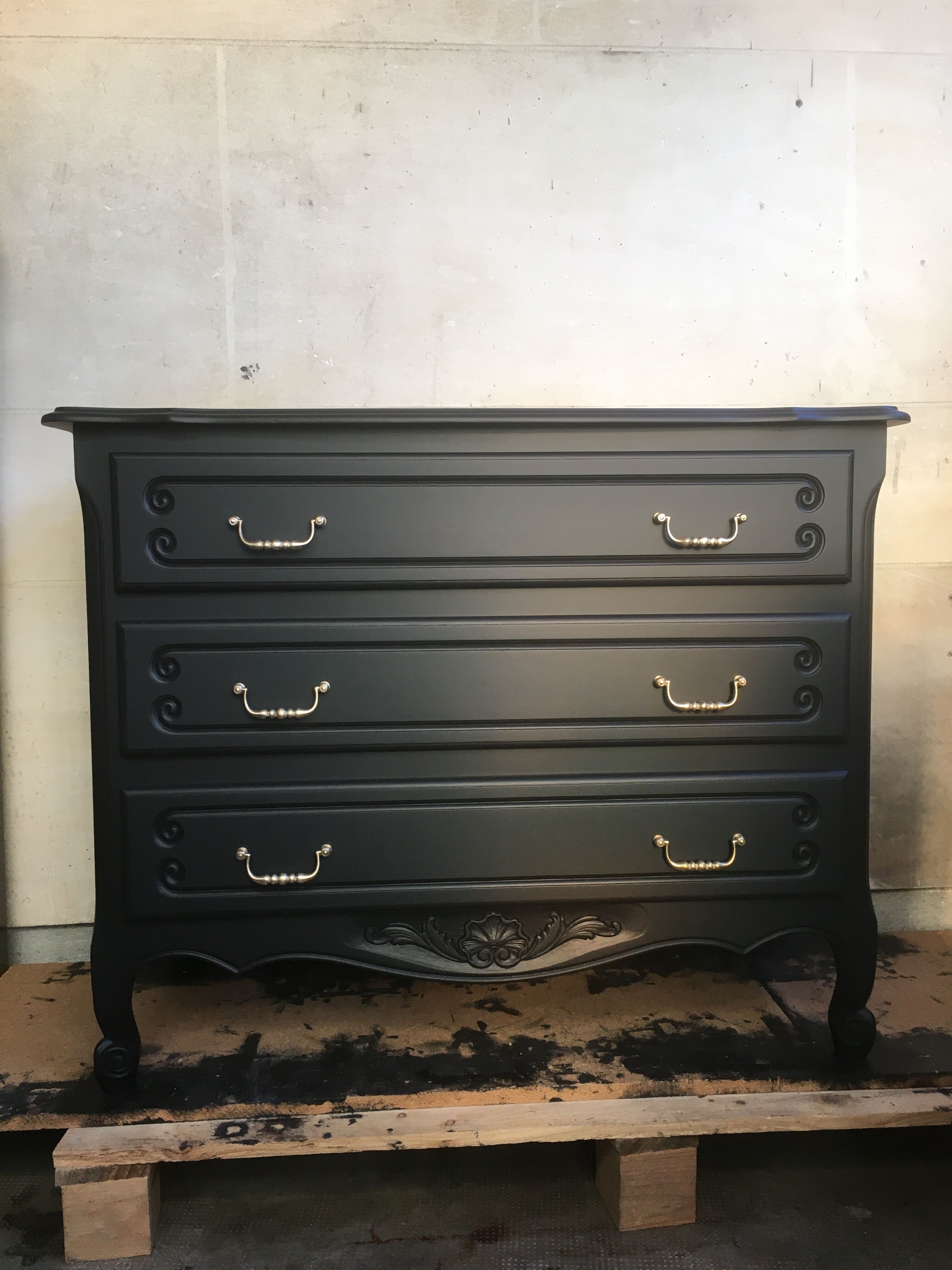 Black restyled vintage chest of drawers