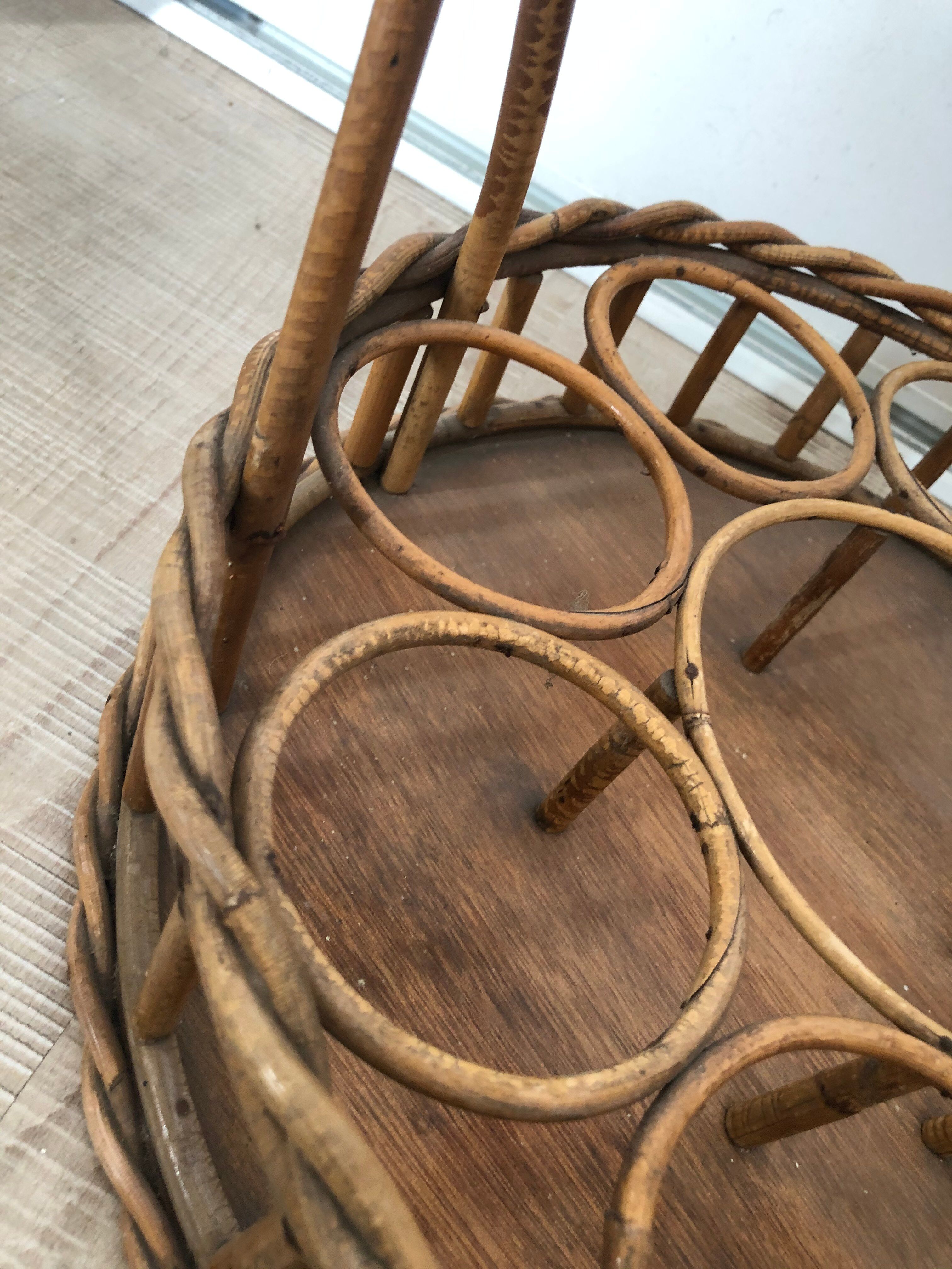 Panier vintage porte bouteille en osier rotin