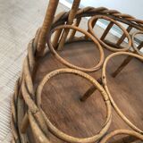 Vintage basket bottle holder in rattan wicker