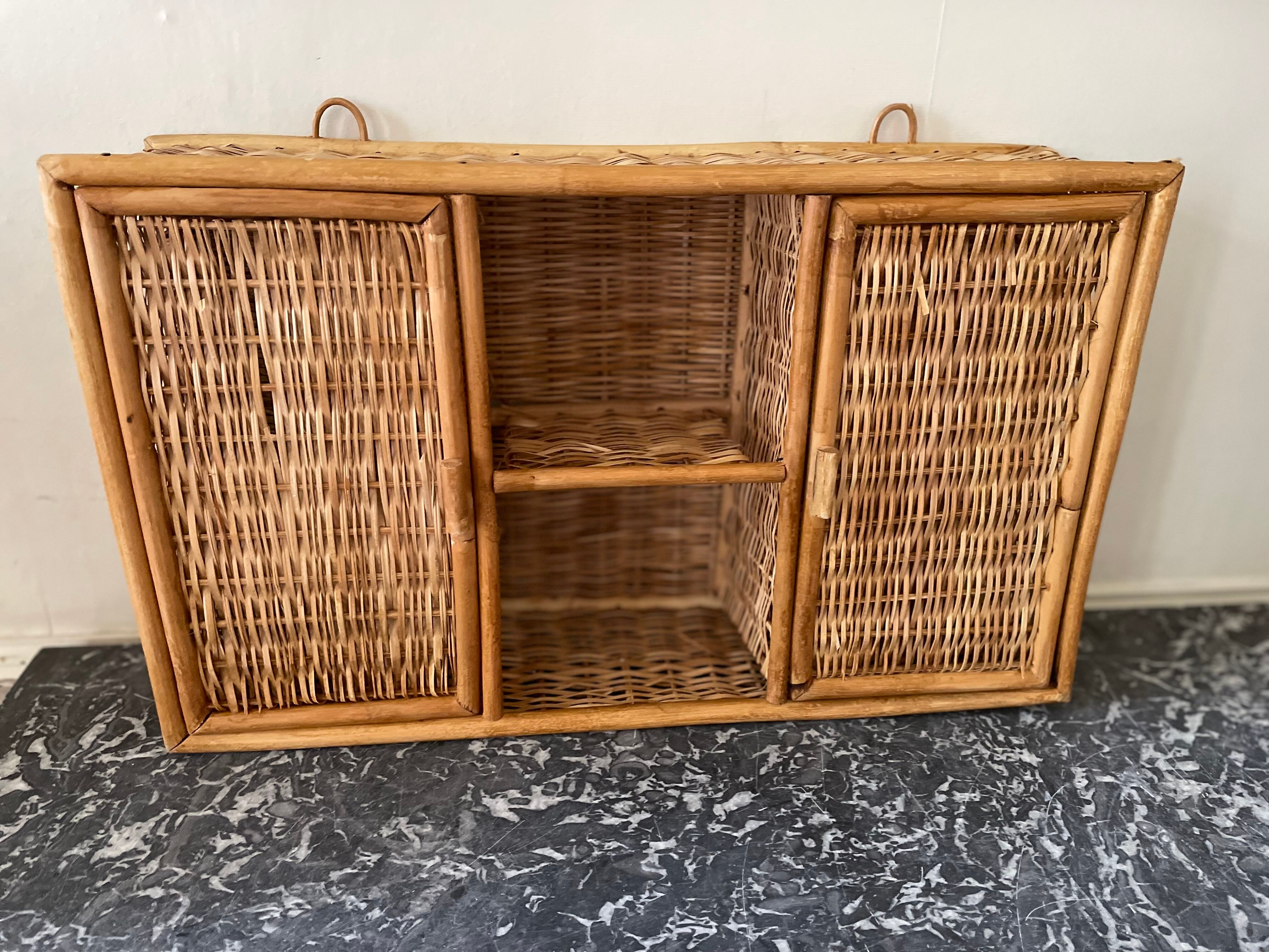 Bamboo and rattan shelf 2 doors