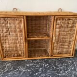 Bamboo and rattan shelf 2 doors