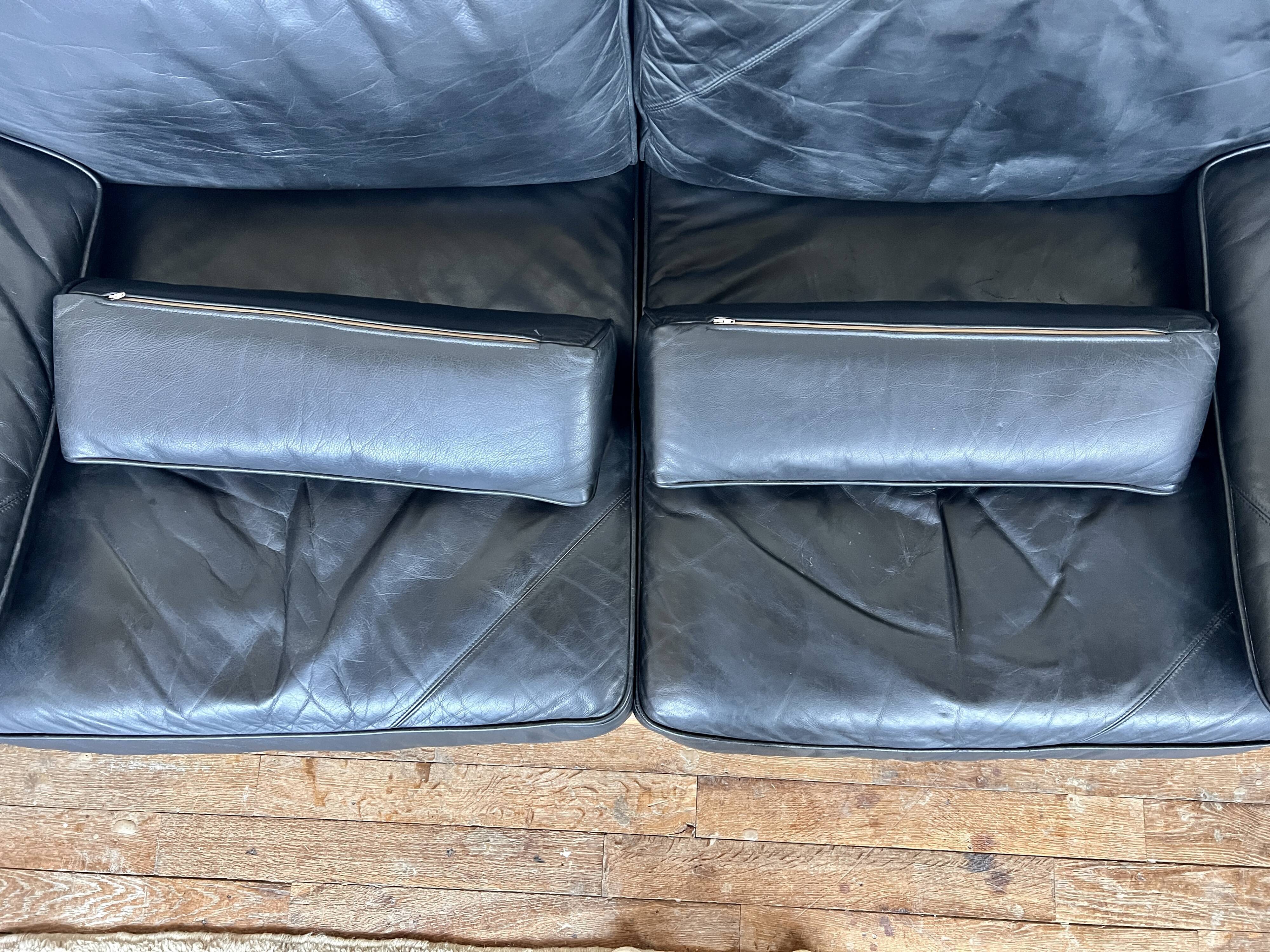 Canape seltz elm and leather design 1960