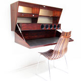 Danish rosewood wall-mounted bar by Erik Buch for Dyrlund