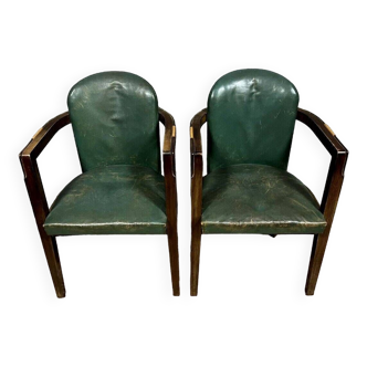 Jacques Adnet (after): pair of Art Deco period armchairs circa 1925