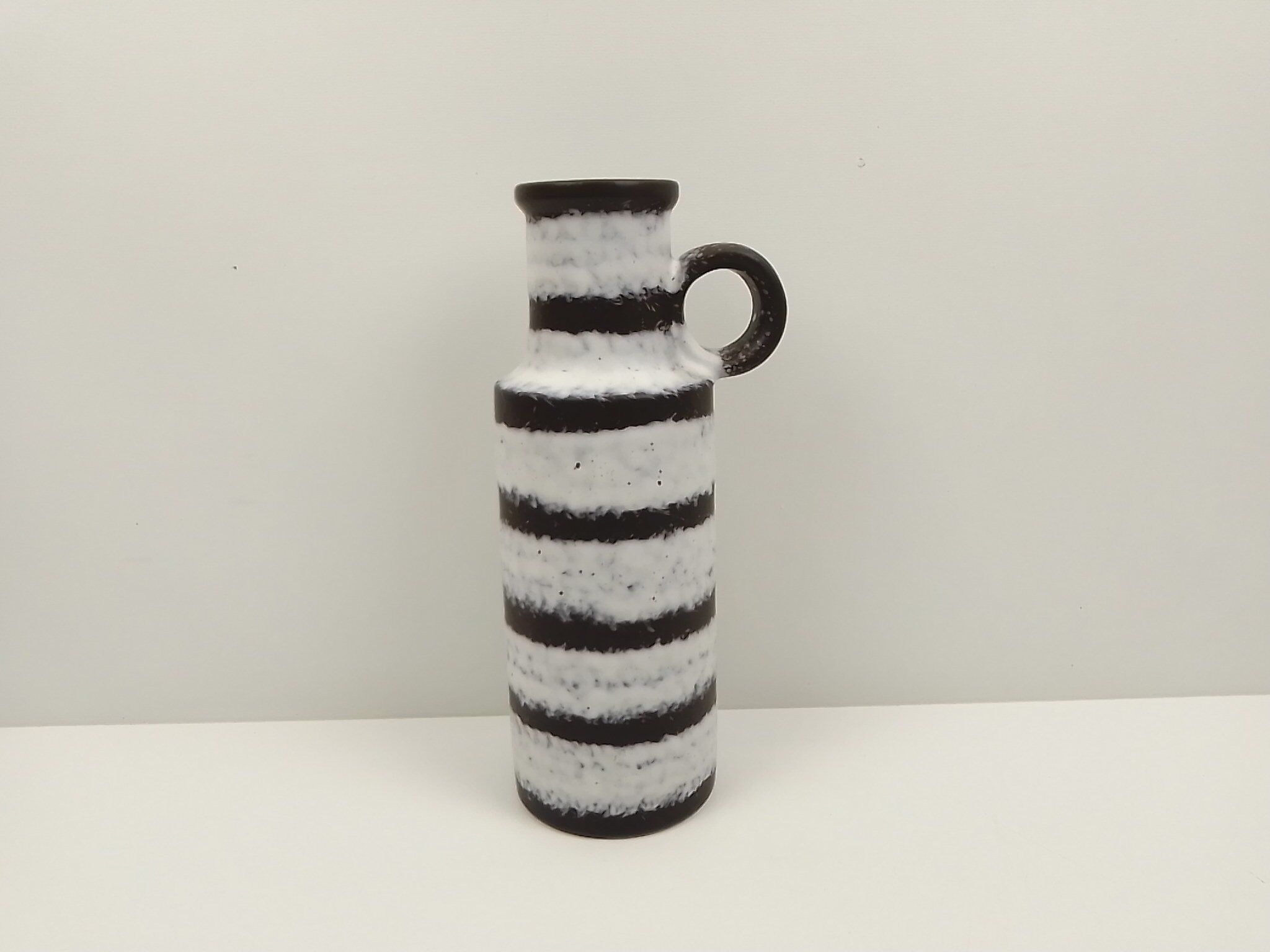 Vase in brown ceramic, white and a handle W. Germany 28 cm