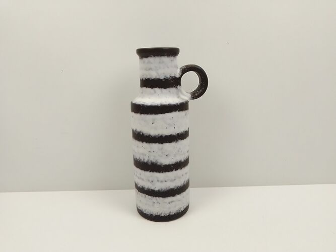 Vase en céramique marron, blanc et une anse W. Germany 28 cm