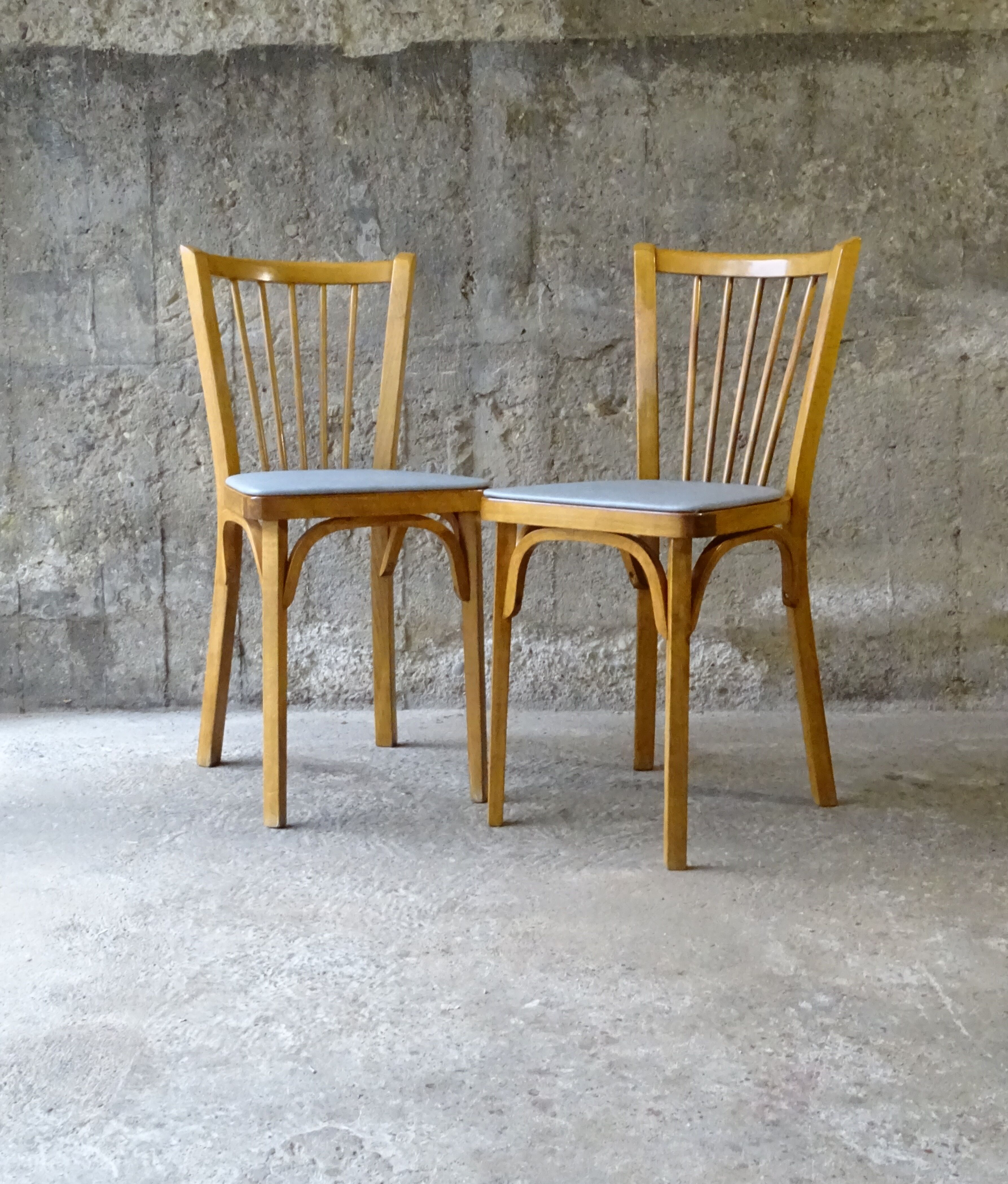 Set de 2 chaises baumann bistrot n°53 skaï gris