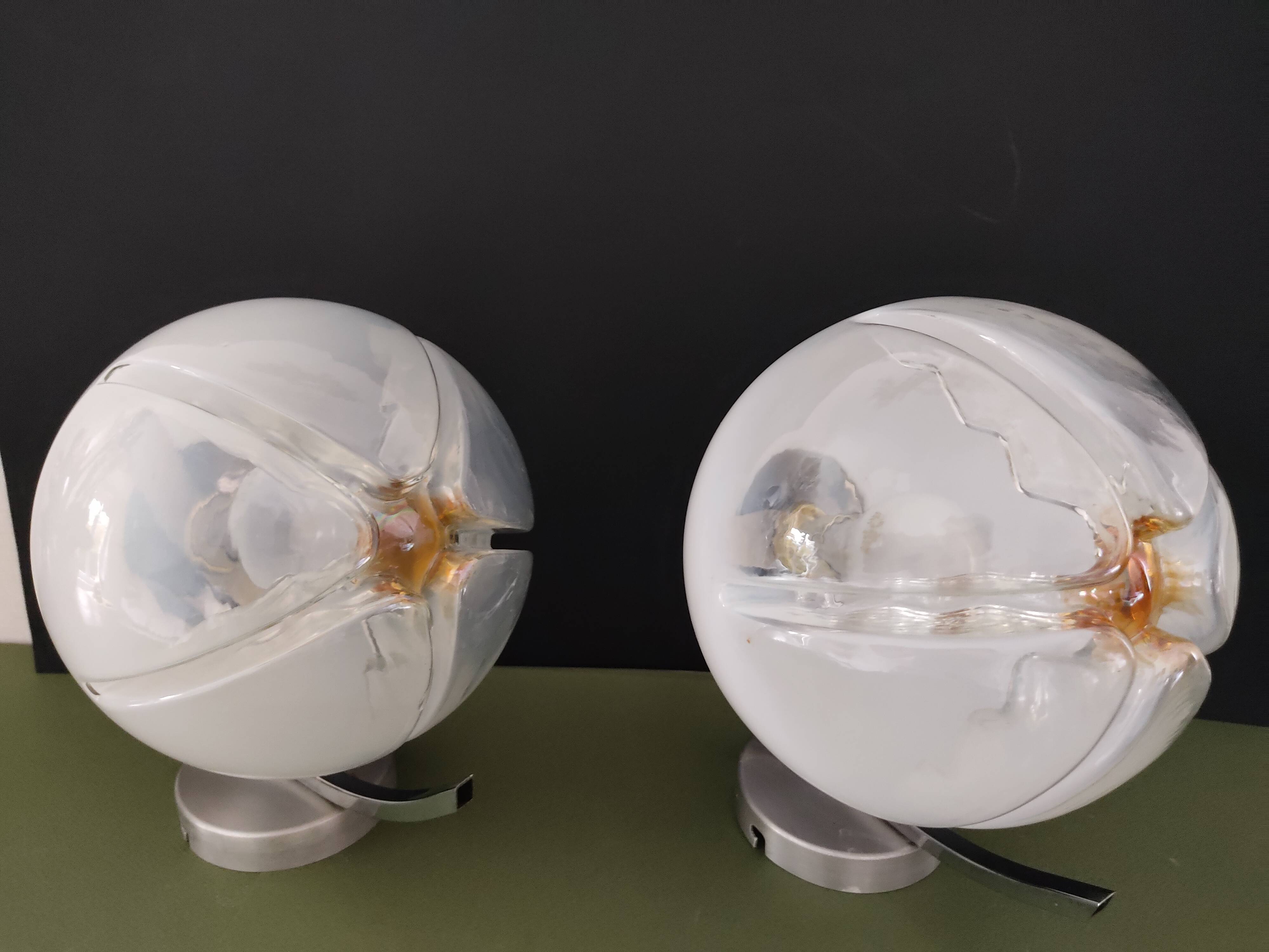 Murano glass sconces by Mazzega space age