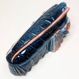 Lobster barbotine signed Michel Caugant midnight blue / coral