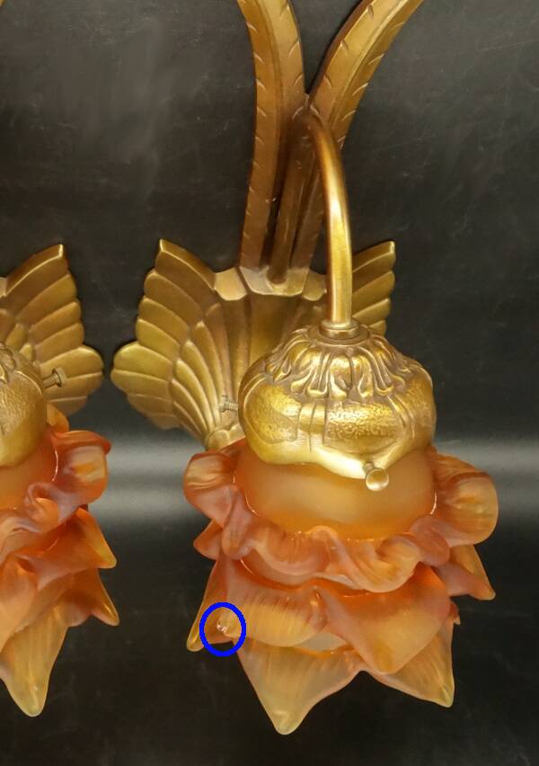 Pair of wall sconces with peacocks from the Art Nouveau period - bronze by Charles Ranc.