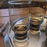 4 vintage 70s long drink glasses - green smoked glass