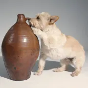 Brown stoneware jug with handle – 19th century