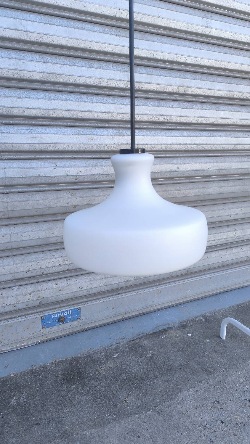 Suspension scandinave en verre opalin blanc