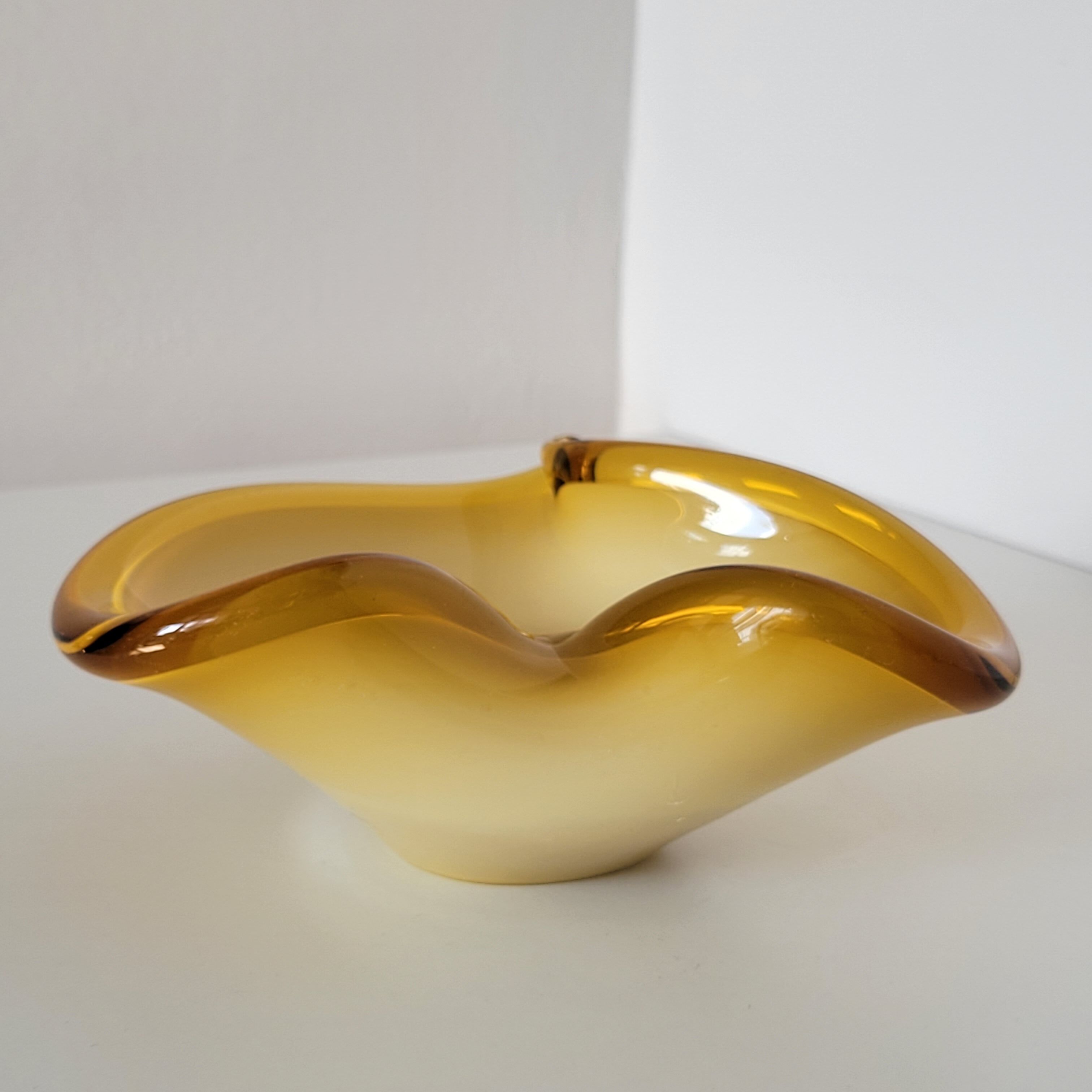 Empty pocket vintage yellow Murano glass bowl