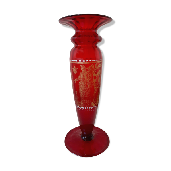 19th century red glass vase | Selency