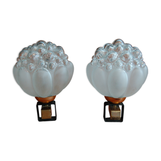 Pair of bullied glass wall light in Helena Tynell style 50 60s