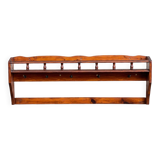 Solid wood wall shelf with 6 hooks coat rack