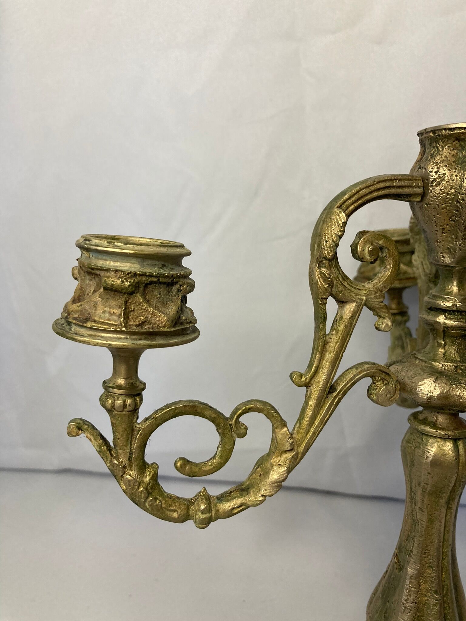 Old three-pointed bronze chandelier early twentieth century