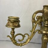 Old three-pointed bronze chandelier early twentieth century