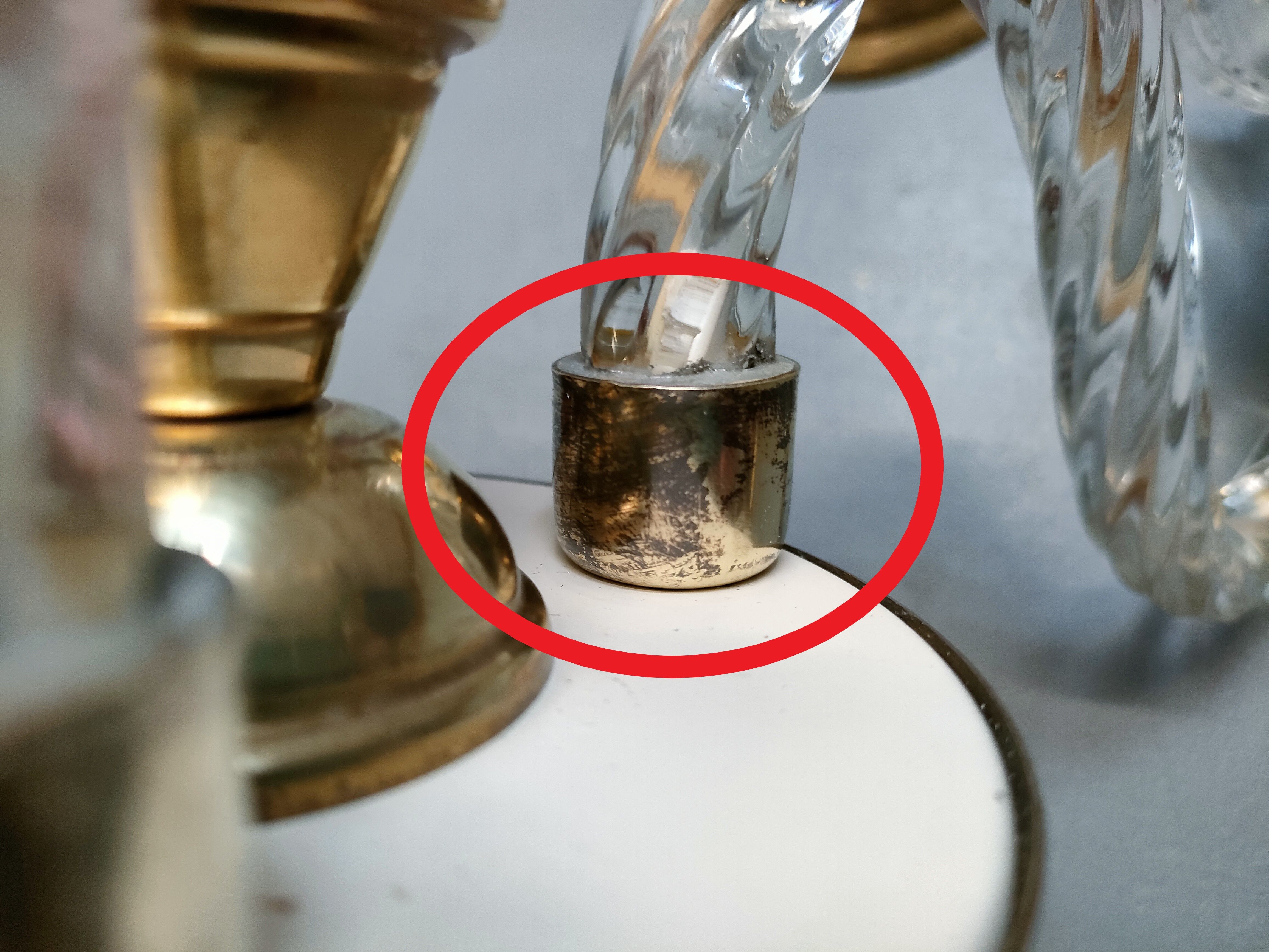 Small Venetian chandelier, three-burner twisted blown glass 1950s - Brass, Glass