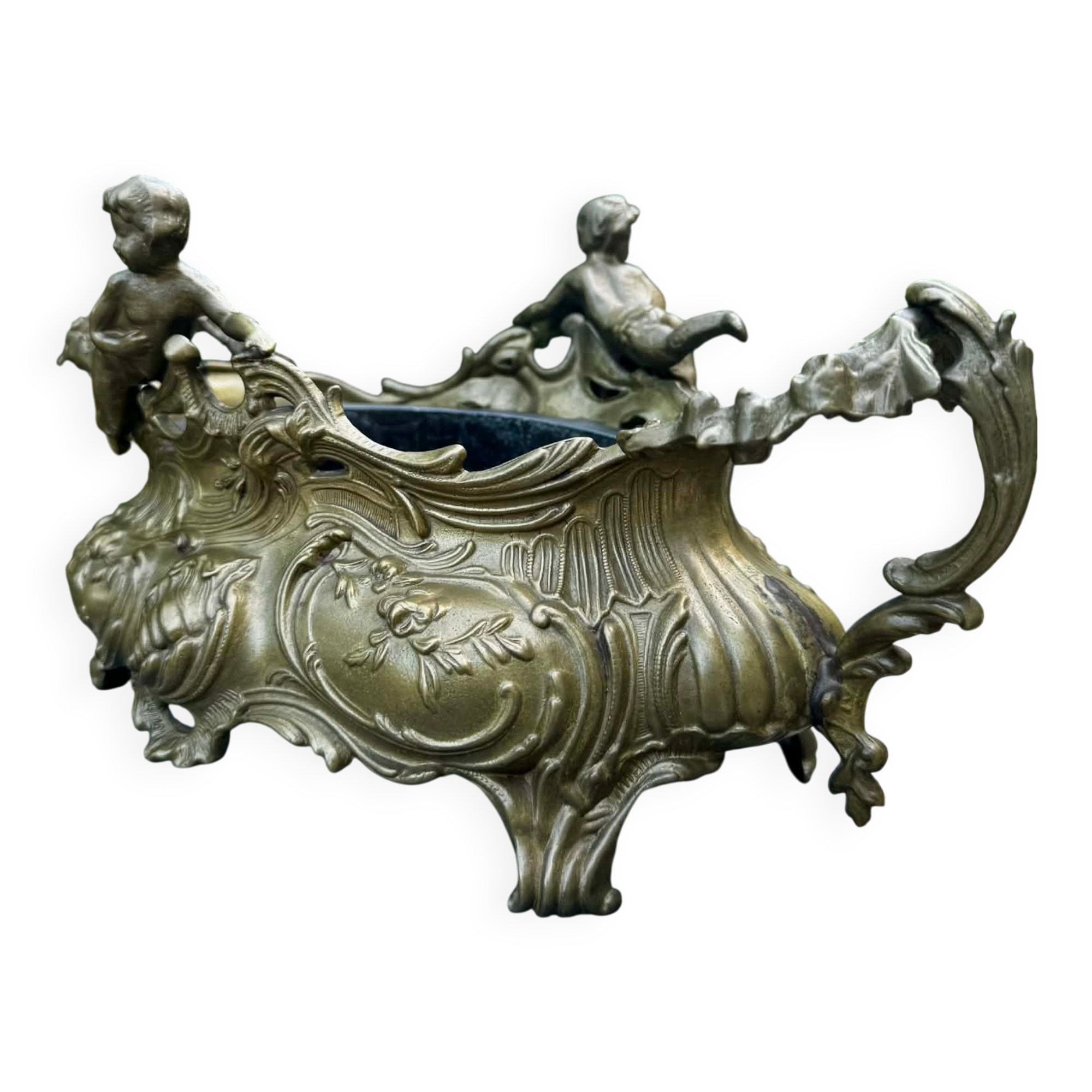 Large rock garden planter angel Art Nouveau