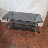 Smoked glass and brass coffee table from the 1970s.