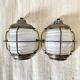 Pair of marine glass and brass wall lights