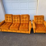 Ensemble canapé fauteuil vintage velours