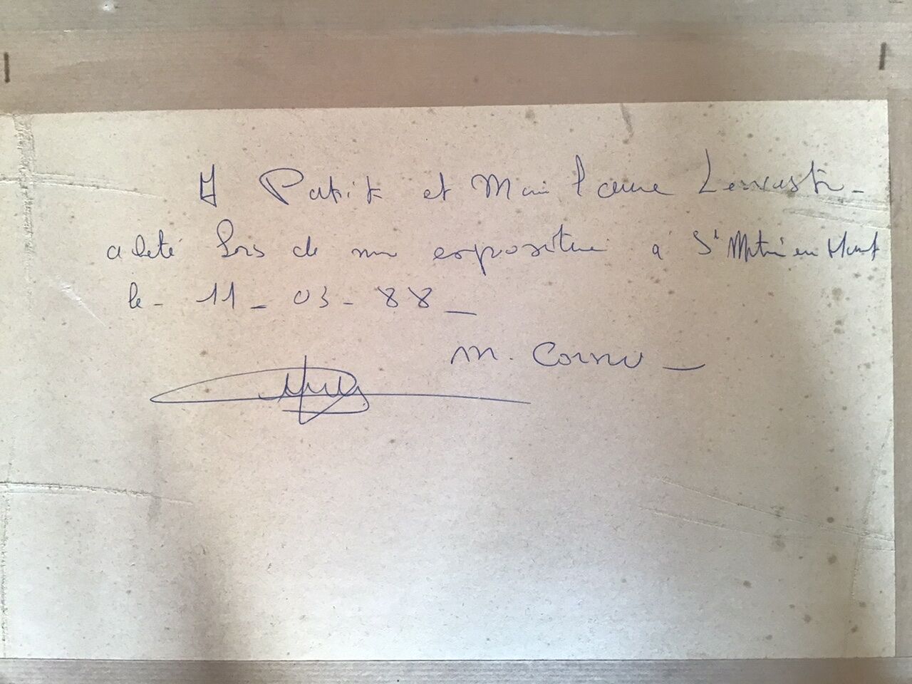 Antique landscape painting signed M Cornu from the 1980s