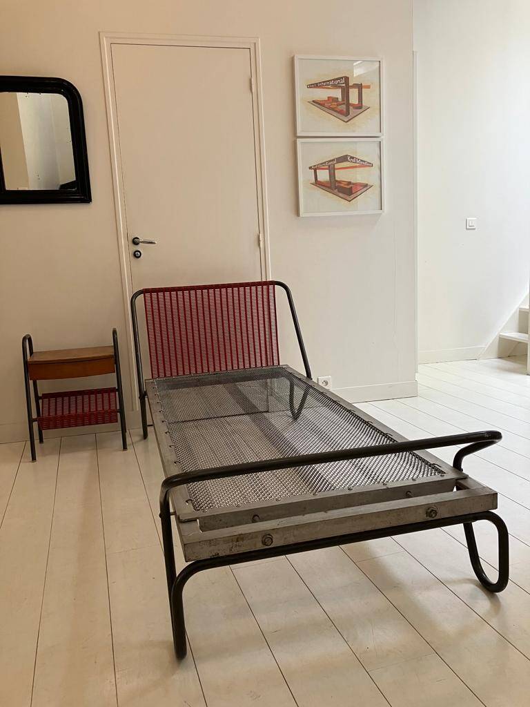 Bed and bedside table jaques hitier
