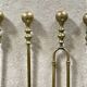 Brass fireplace accessory set with vintage stand