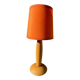 1980s orange turned wooden lamp