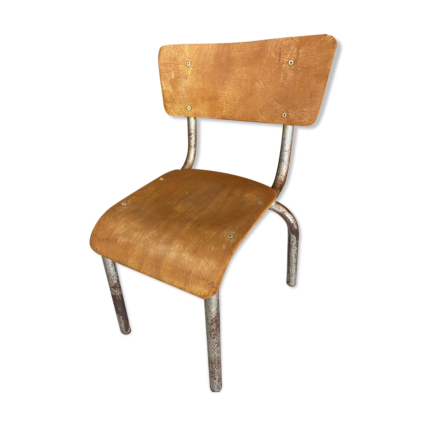 Old children's school chair wood and metal