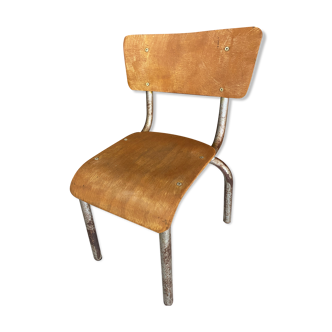 Old children's school chair wood and metal