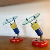 Pair of 90s multi-colored wall lights
