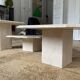 Set of three travertine coffee tables from the 70s